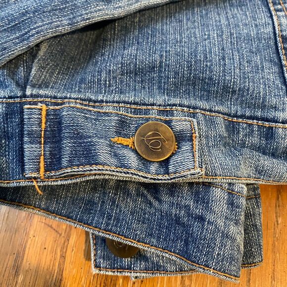 Y2K Cropped Denim Jean Jacket Destiny Jeans Large Blue Festival Streetwear Retro - Picture 5 of 10